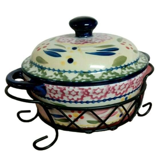 Temptations Old World Confetti Mini Casserole Baking Dish with Wire Rack 9 oz - Picture 2 of 10